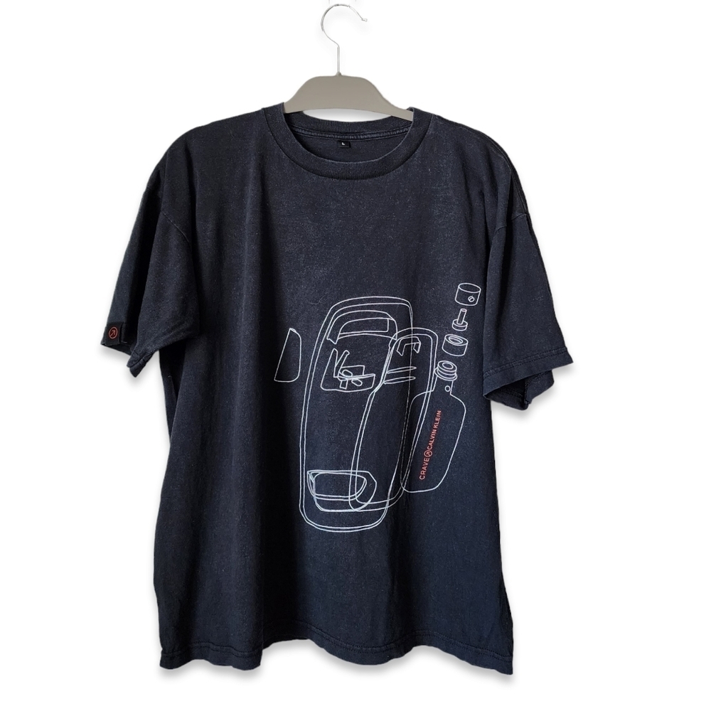 CALVIN KLEIN x Y2K Streetwear Crave‎ Cologne promo graphic tee in black size L